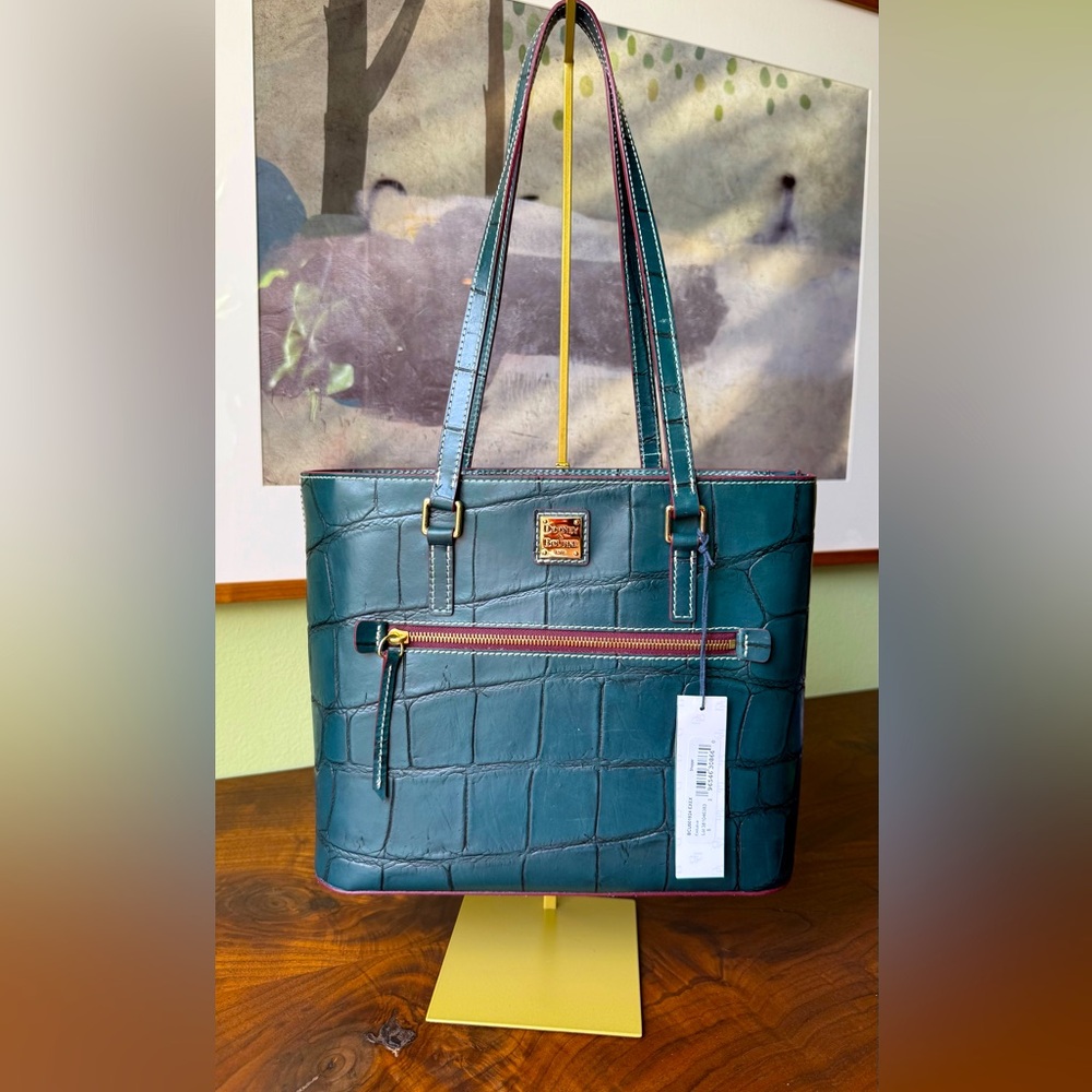 Dooney & Bourke Teal Croc-Embossed Leather Tote